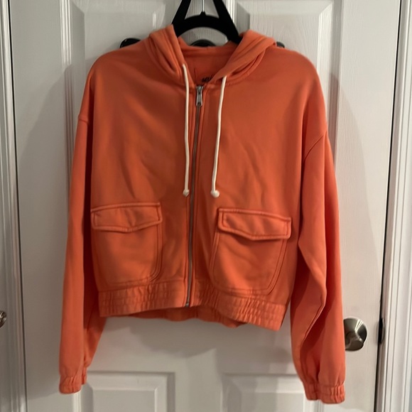 aerie Tops - Aerie Orange Zip Up Cropped Hoodie